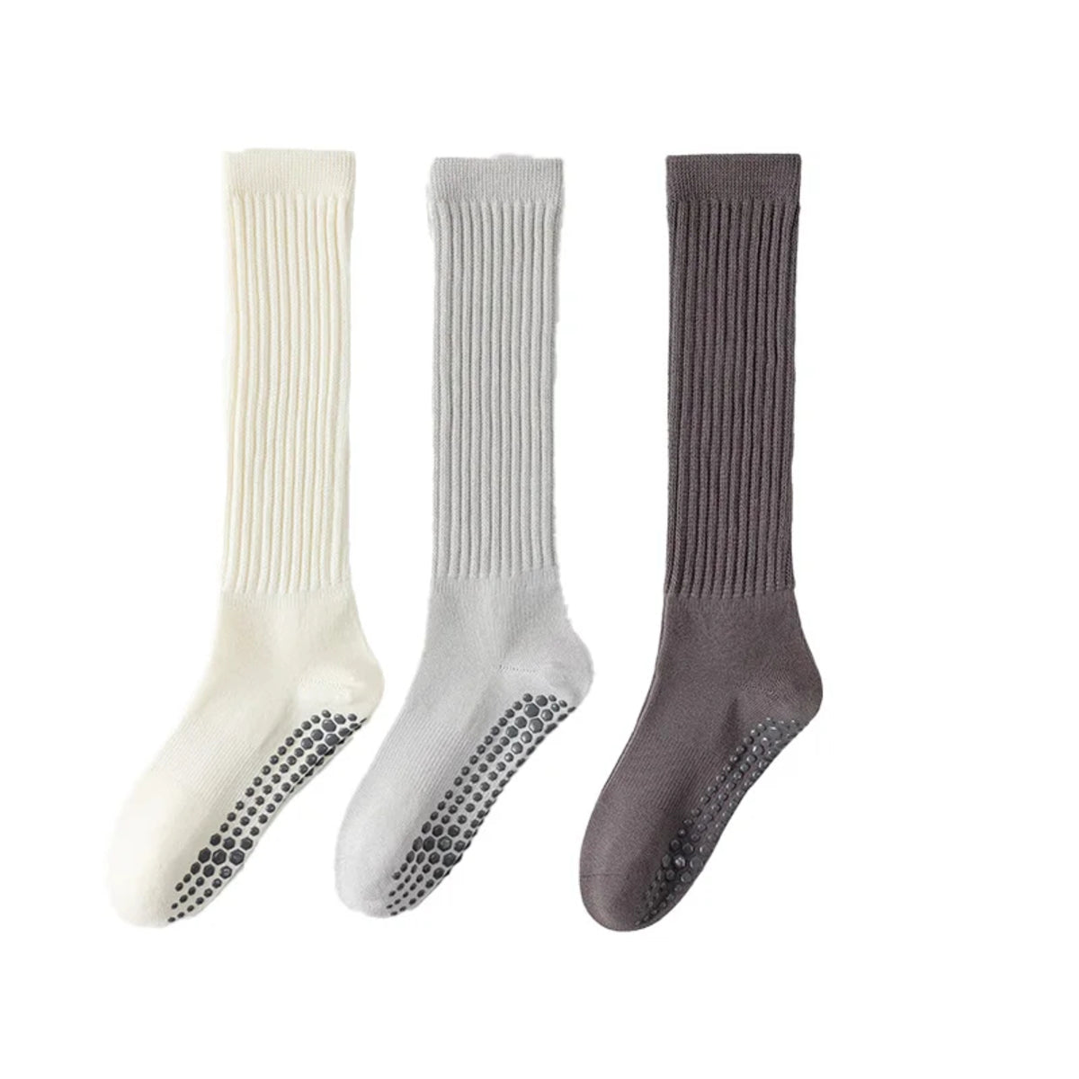 Women’s 3 Pairs Winter Cotton Socks – Warm Knee-High Non-Slip