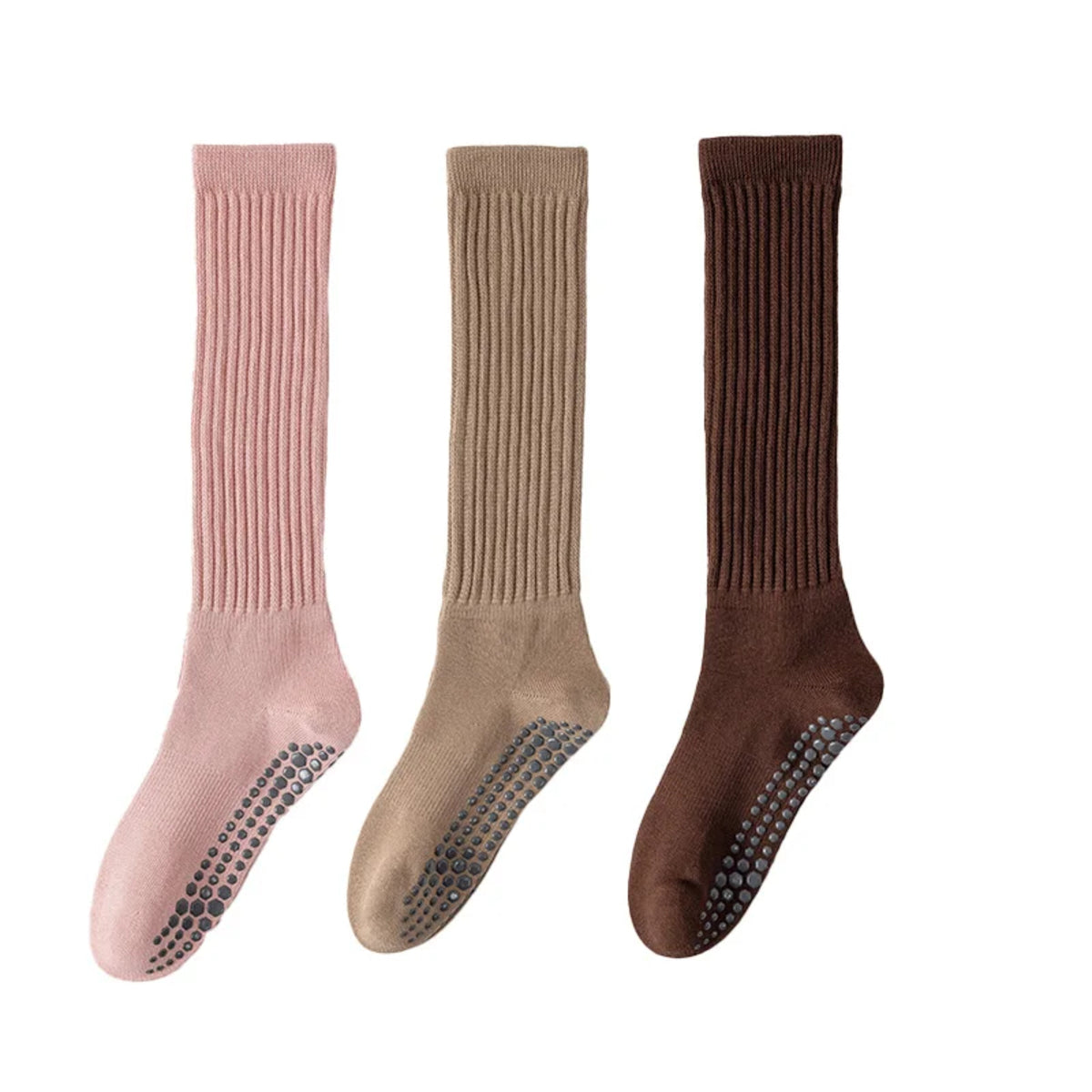 Women’s 3 Pairs Winter Cotton Socks – Warm Knee-High Non-Slip