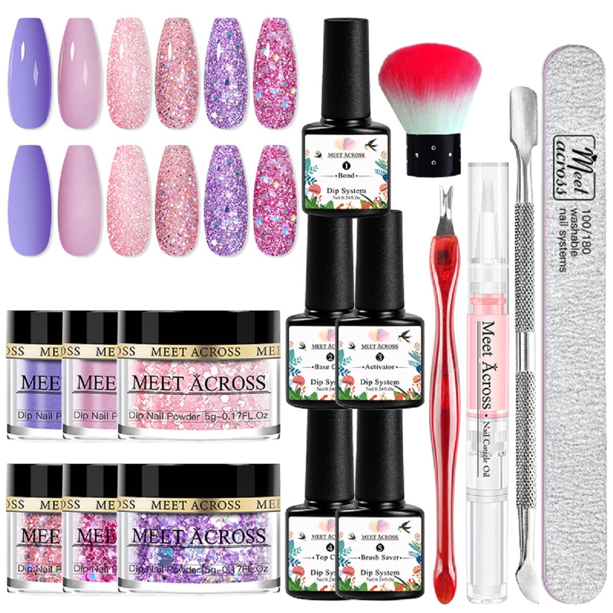 16pcs Dip Powder French Nails Art manicure Kit