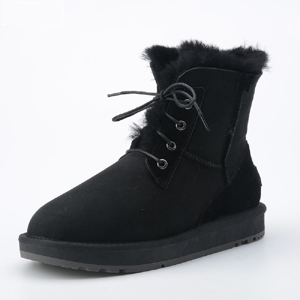 Women's Winter Snow Boots Suede Leather Warm Shoes