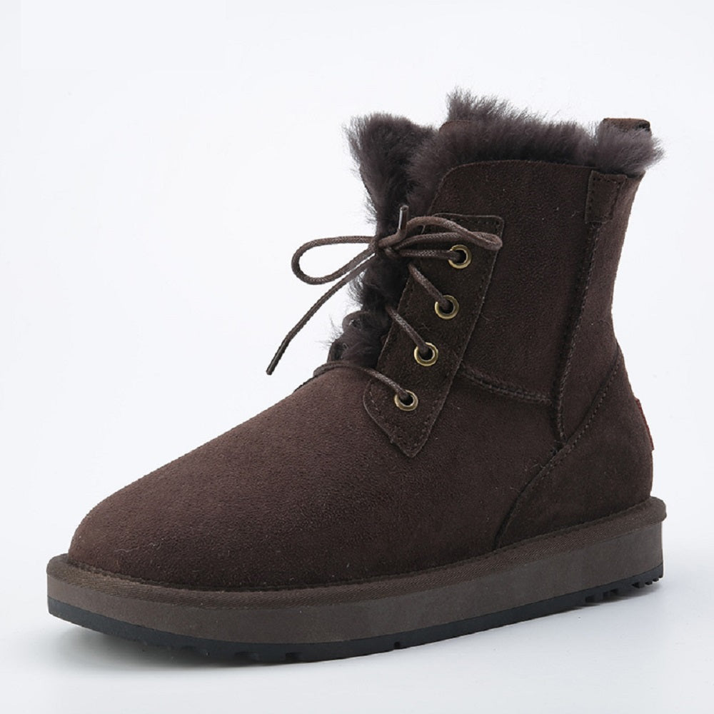 Women's Winter Snow Boots Suede Leather Warm Shoes