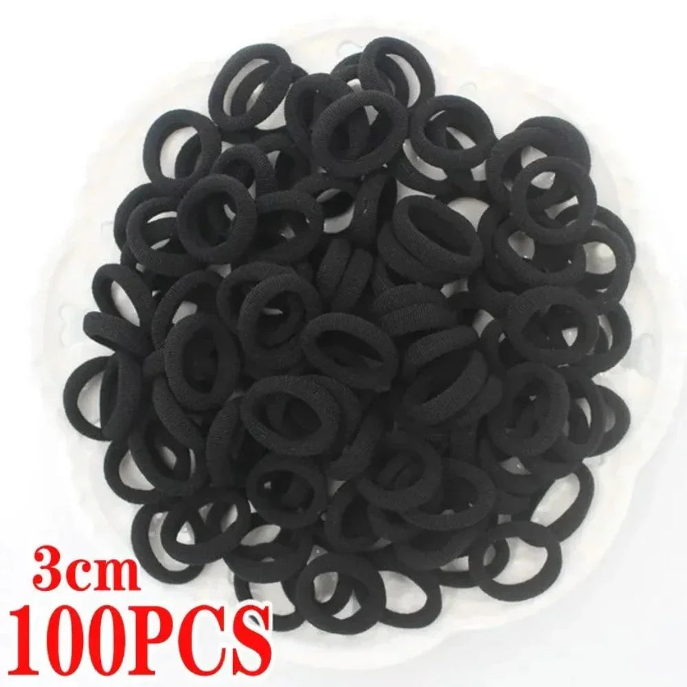 100pcs black seamless elastic Hair Ties